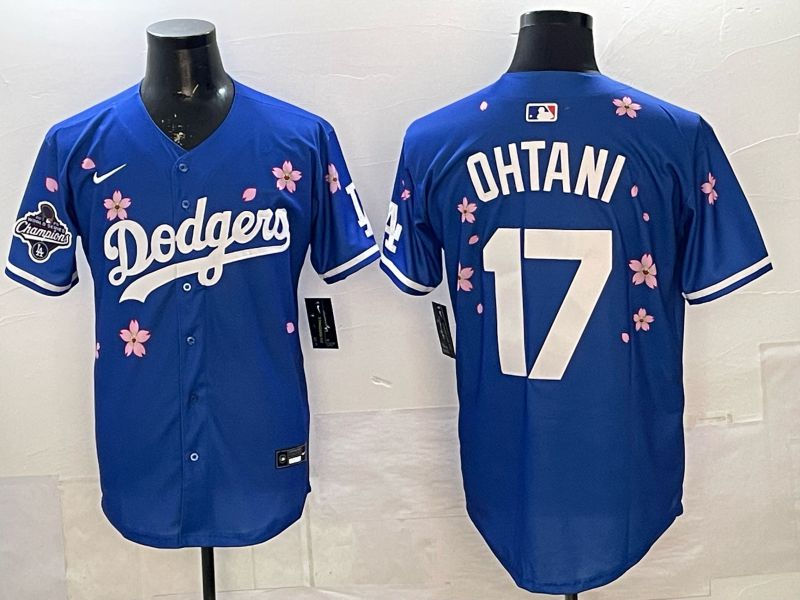 Men Nike 2026 Los Angeles Dodgers #17 Ohtani Blue Sakura Edition Game MLB Jersey 053->los angeles dodgers->MLB Jersey
